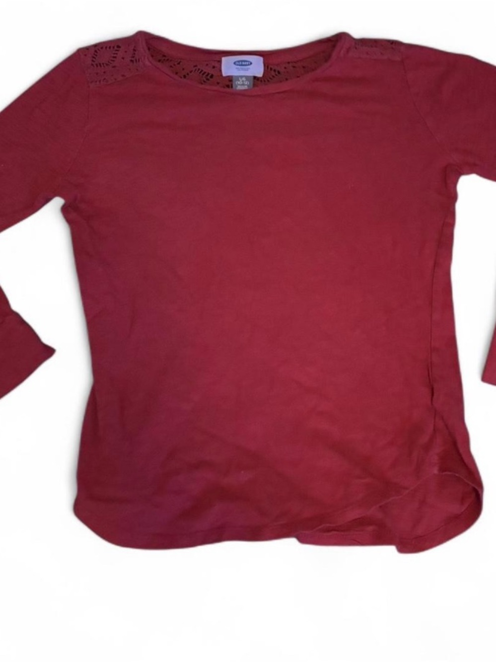 Old Navy Women's Long Sleeve Lace-Trim Top โ Wine